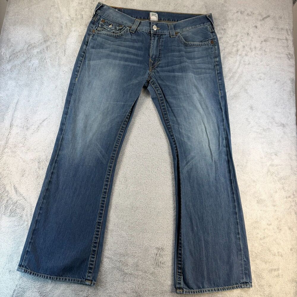 True Religion Billy Bootcut Jeans Mens 38 Blue Made USA 100% Cotton